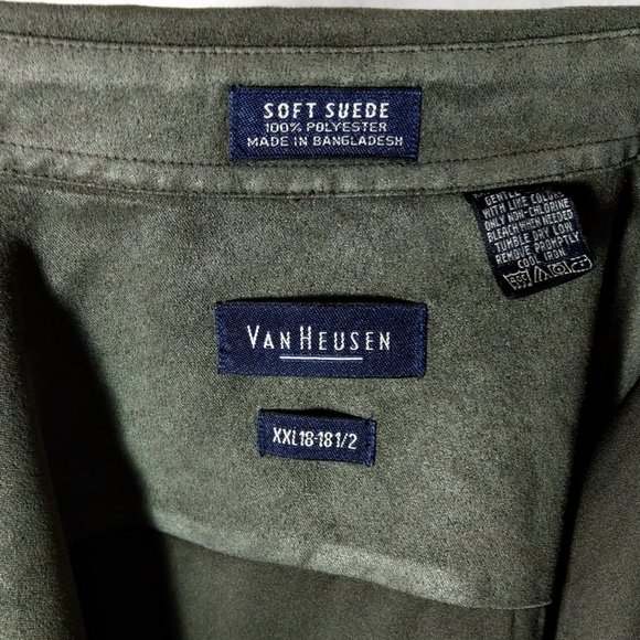 Men's Van Heusen Faux Suede Button Up Shirt EUC - Picture 6 of 6